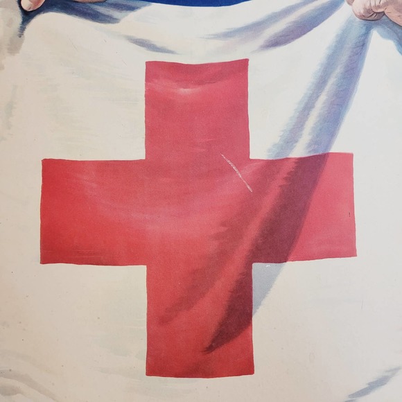 1950 WWII All May Help! Red Cross War Fund Poster Original - Picture 6 of 7